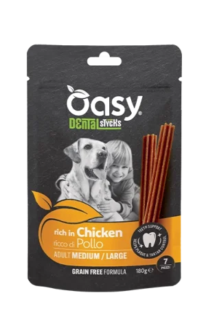 Oasy Grain Free Dental Stycks Adult Medium Large Pollo Snack per Cani 180 g