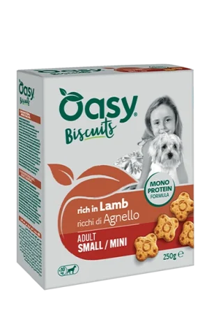 Oasy Monoproteico Biscotti Adult Small Mini Agnello Snack per Cani 250 g