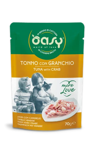 Oasy More Love Tonnetto con Granchio Umido per Gatti 70 g