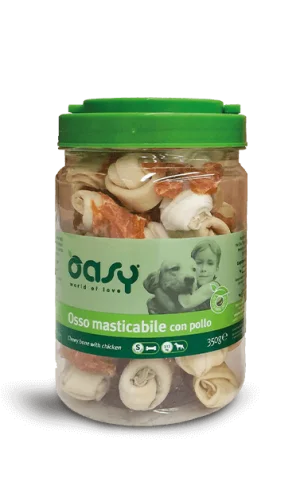 Oasy Bony Osso Masticabile con Pollo Taglia S Snack per Cani 350 g