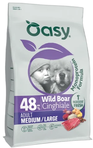 Oasy Monoproteico Adult Medium Large Cinghiale Crocchette per Cani