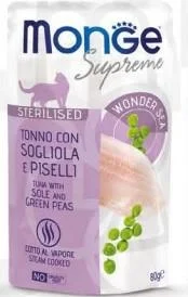 Monge Cat Supreme Buste Steril Tonno/Sogliola/Piselli 24 x 80 g