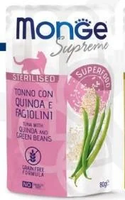Monge Cat Supreme Steril Buste Tonno, Quinoa e Fagioli 24 x 80 g