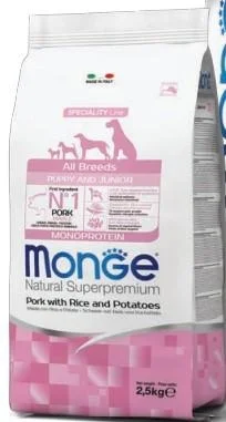 Monge Superpremium Puppy & Junior Maiale, Riso e Patate 2,5 kg