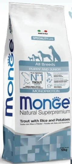 Monge Superpremium Puppy Trota, Riso e Patate 12 kg