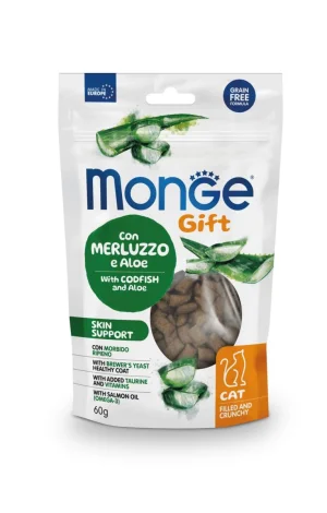 Monge Gift Cat Filled Crunchy Skin Support Merluzzo/Aloe 60 g