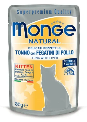 Monge Kitten Buste Tonno e Fegatini di Pollo 24 x 80 g