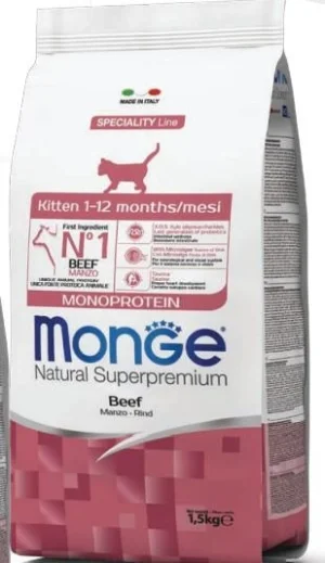 Monge Kitten Manzo 1,5 kg - Crocchette per gattini 1-12 mesi