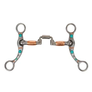 Morso correttivo Pool's in ferro con rulli rame e perle turchesi - 12,5 cm