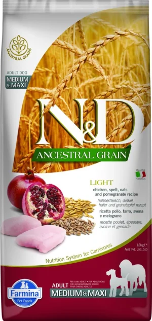 Farmina N&D Ancestral Light Pollo e Melograno Medium/Maxi 12 kg