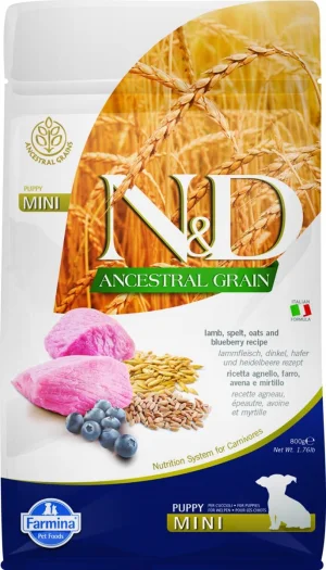 Farmina N&D Ancestral Grain Lamb & Blueberry Puppy Mini 800 g