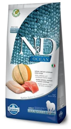 Farmina N&D Ocean Maxi Salmone, Merluzzo & Melone 12 kg