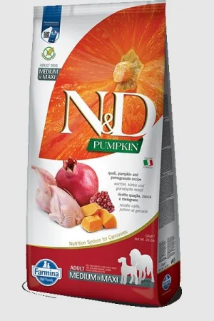 ND Dog Pumpkin Medium/Maxi Quaglia/Melogano 12 kg - Farmina
