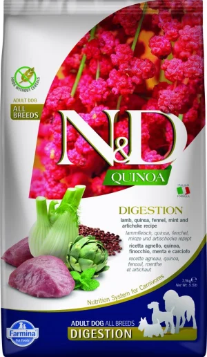 ND Dog Quinoa Digestion Agnello/Finocchio/Menta/Carciofo 2,5kg - Farmina