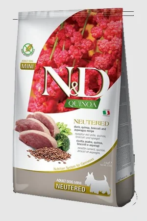 Farmina N&D Quinoa Mini Neutered - Anatra/Broccoli/Asparagi 2,5 kg