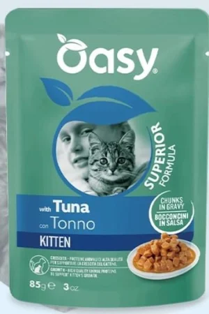 OASY Cat Bocconi Kitten Tonno - Buste da 12 x 85g