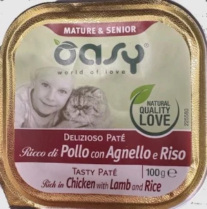 Oasy Cat Paté Delizioso Mature Pollo/Agnello 16 x 100g