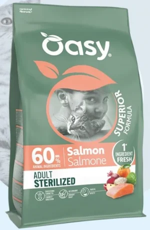 Oasy Cat Superior Sterilized Salmone KG 6 - Mangime Secco per Gatti