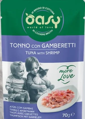 Oasy More Love Cat Buste Tonno/Gamberetti 24 x 70g