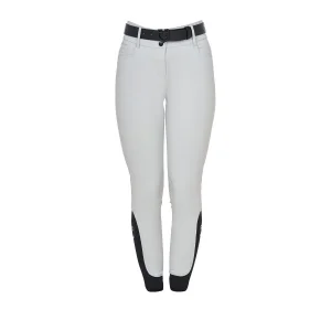 Pantaloni donna vita alta slim Equestro con logo in strass