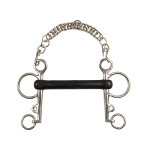 Pelham Inox intero con aste corte e gomma - Umbria Equitazione