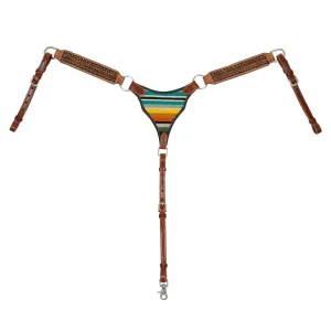 Pettorale Western Pool's in pelle di bufalo con decorazione simil tappeto - Unica Cuoio Naturale