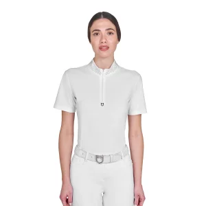 Polo training donna slim fit Equestro con zip e strass