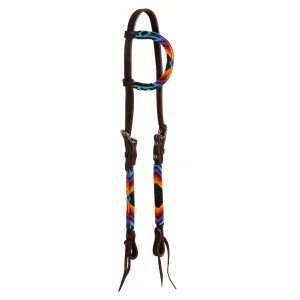 Pool's Briglia Western in cuoio oliato con perline Serape - Unica Testa di Moro