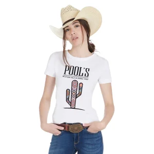 Pool's T-shirt donna slim fit con totem cactus