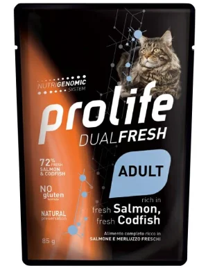 Prolife Cat UM Dual Buste Salmone/Merluzzo 12 x 85g