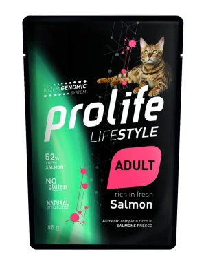 PROLIFE Cat UM Life Buste Salmone 12 x Gr 85 - Mangime Umido di Qualità
