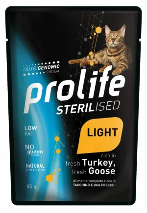 Prolife Cat UM Sterilized Buste Light Tacchino Oca 12 x 85g
