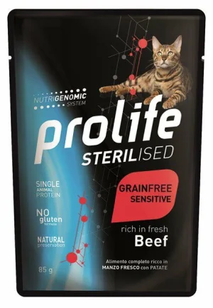Prolife Cat Um Sterilized Buste Manzo 12 x 85g