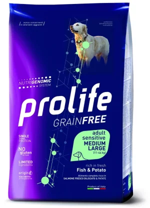 Prolife Grain Free Adult Medium/Large Pesce & Patate - 2,5/10 kg