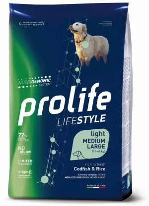 Prolife Dog Lifestyle Medium/Large Light Merluzzo/Riso