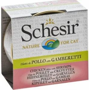 Schesir Cat Brodo Filetti di Pollo e Gamberetti 70 g