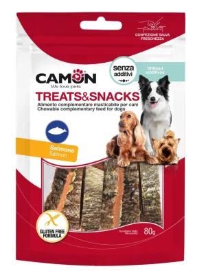 Snack per Cane Camon Large Strips Salmone 80g