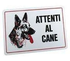 Targa Segnaletica `` Attenti Al Cane`` Colore Bianco