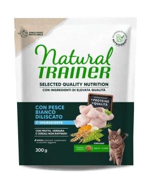 Trainer Nat Sel Quality Cat Healthy Grain Ster Pesce Bianco 300g