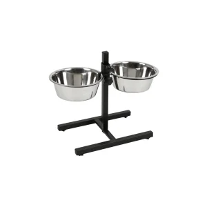 Trogolo doppio Kerbl 2x2800 ml con ciotole inox regolabili