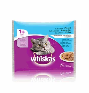 Whiskas Adult 1+ Pesce in Gelatina 4 x 100 g