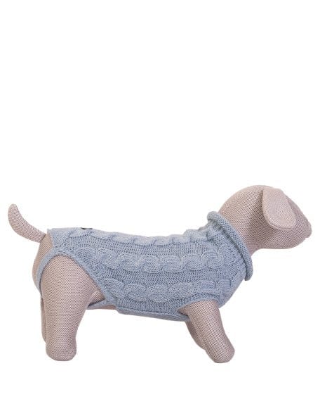 Maglioncino Azzurro Bengy per cani - Azzurro con trecce in lana