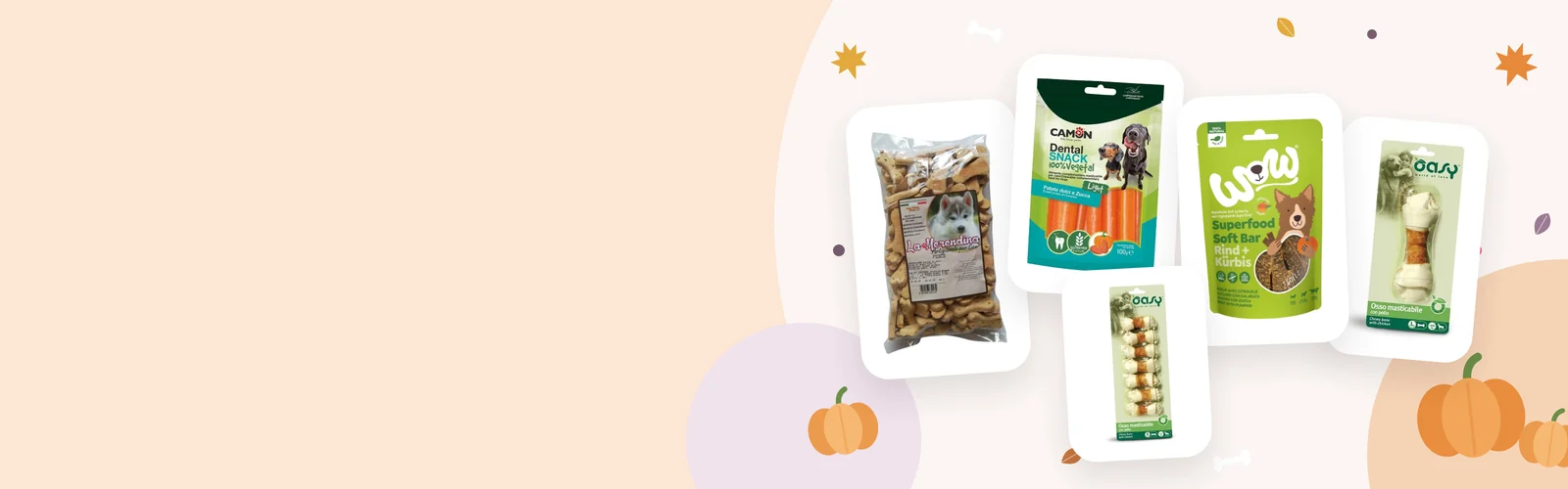 Snack, biscotti e ossi da masticare per cani in offerta per Halloween da Petmuffin